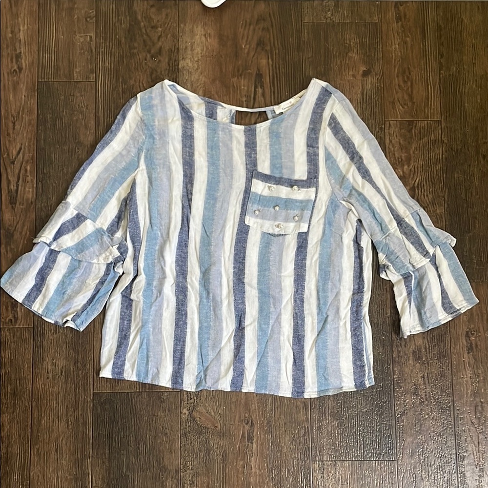 Urban Romantics Striped Blue and White Women's Top